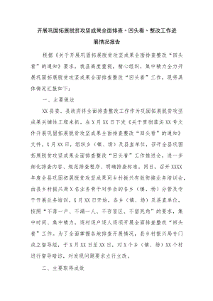 开展巩固拓展脱贫攻坚成果全面排查“回头看”整改工作进展情况报告.docx