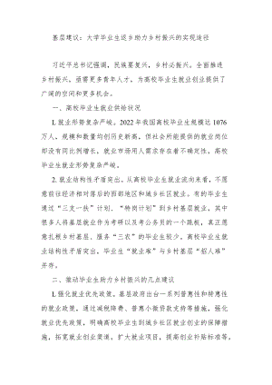 基层建议：大学毕业生返乡助力乡村振兴的实现途径.docx