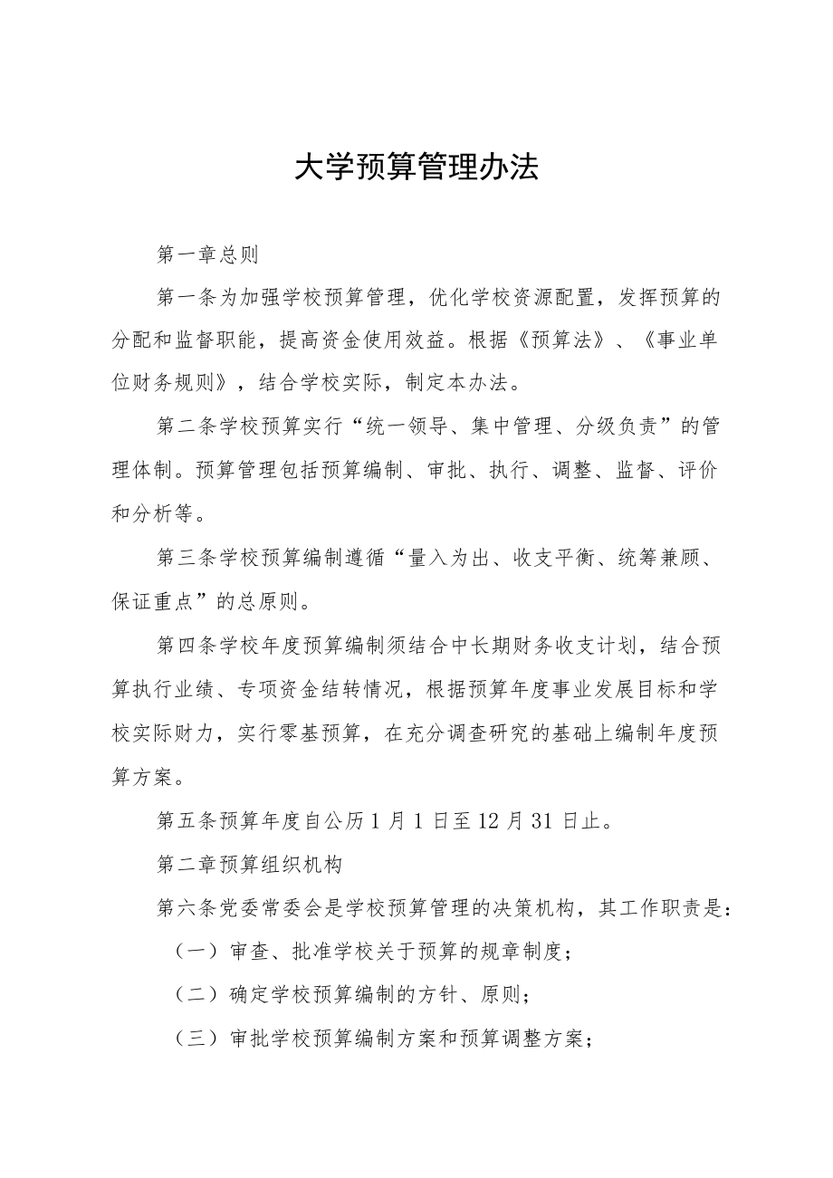 大学预算管理办法.docx_第1页