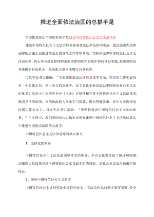 推进全面依法治国的总抓手是.docx