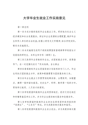 大学毕业生就业工作实施意见.docx