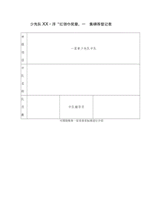 少先队XX小学 “红领巾奖章”一星章集体推荐登记表.docx