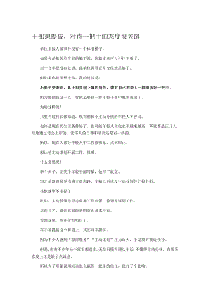 干部想提拔对待一把手的态度很关键.docx