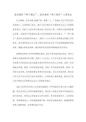 坚定拥护“两个确立”、坚决做到“两个维护”心得体会.docx