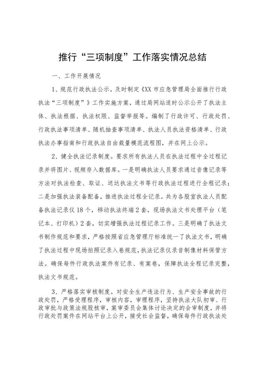 推行“三项制度”工作落实情况总结.docx_第1页