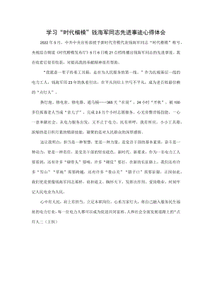 学习“时代楷模”钱海军同志先进事迹心得体会.docx