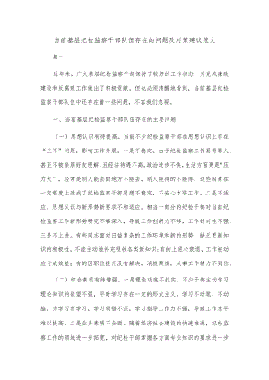 当前基层纪检监察干部队伍存在的问题及对策建议范文.docx