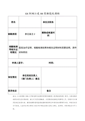 学院教职工疫情原因缺勤返校审批表.docx
