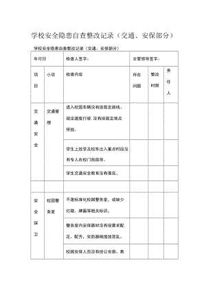 学校安全隐患自查整改记录（交通、安保部分）.docx