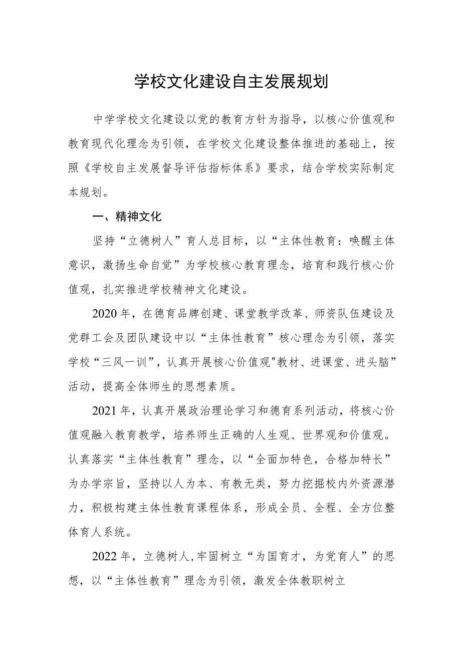 学校文化建设自主发展规划----.docx_第1页