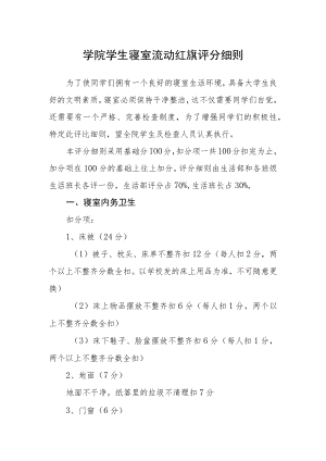 学院学生寝室流动红旗评分细则.docx