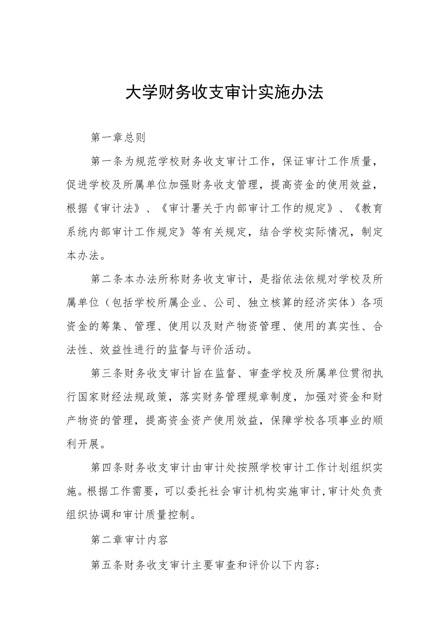 大学财务收支审计实施办法.docx_第1页