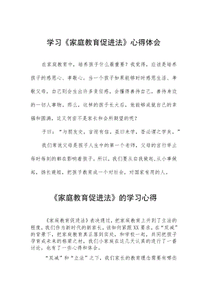 学长家长学习《家庭教育促进法》心得体会四篇例文.docx