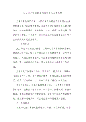 安全生产技能提升党员突击队工作总结.docx