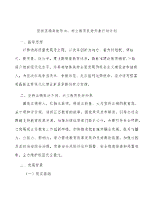 坚持正确舆论导向树立教育良好形象行动计划.docx