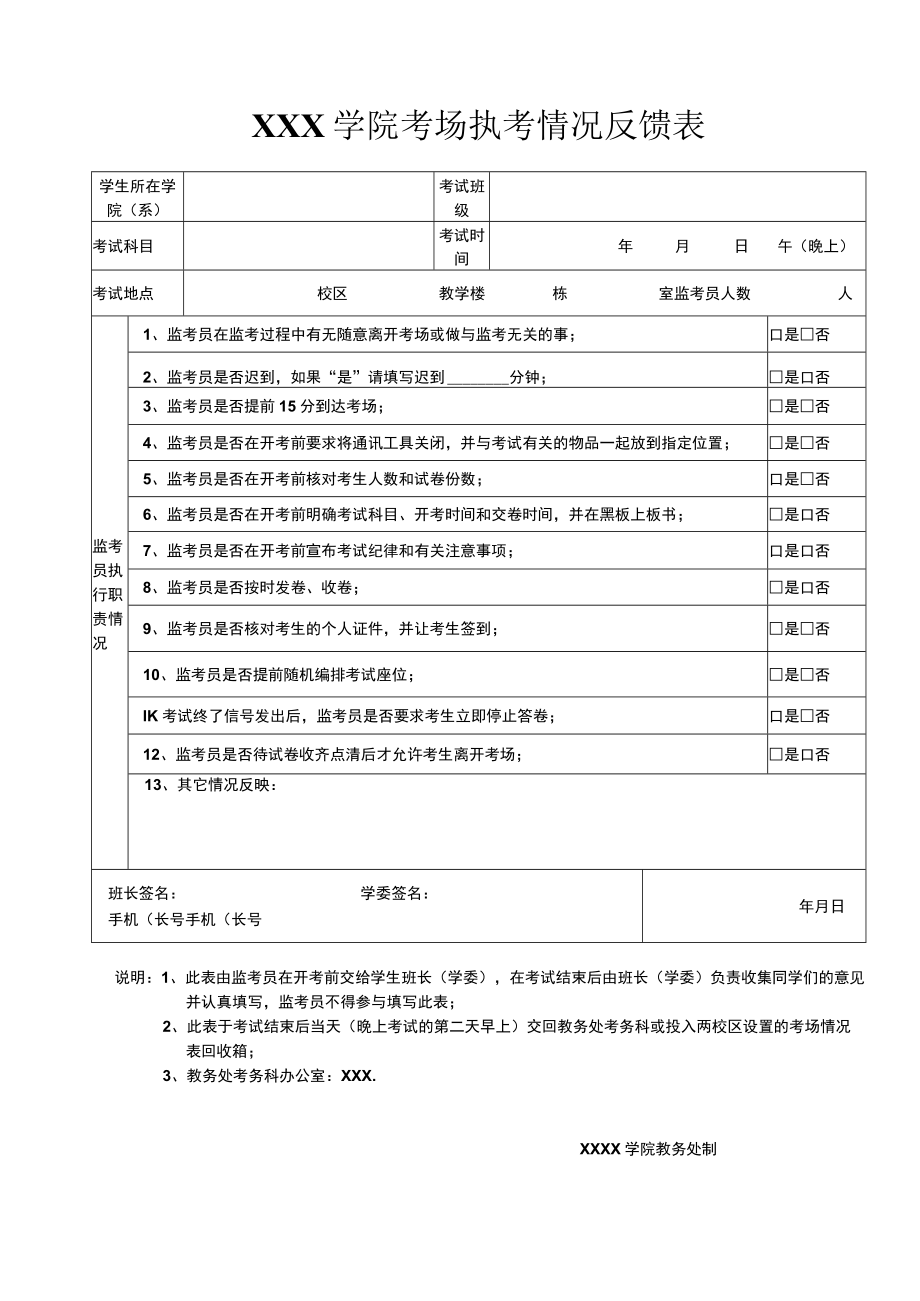 学院考场执考情况反馈表.docx_第1页