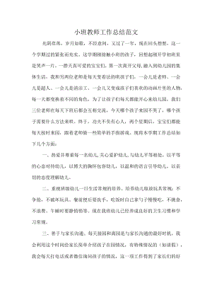 小班教师工作总结范文.docx