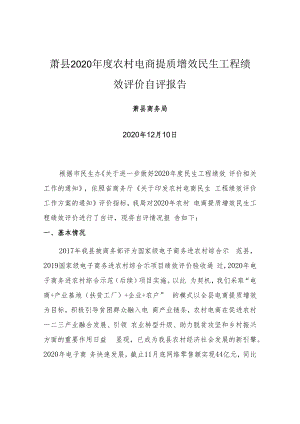 萧县2020年度农村电商提质增效民生工程绩效评价自评报告.docx