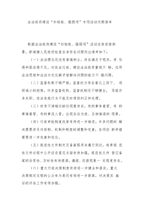 法治政府建设“补短板、强弱项”专项活动问题清单.docx