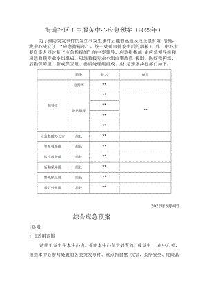 街道社区卫生服务中心应急预案（2022年）.docx