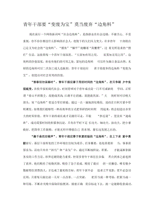 青年干部要“变废为宝”莫当废弃“边角料”.docx