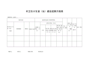 村卫生计生室（站）建设进展月报表.docx