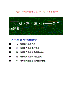 电子厂SMT生产管控人.机.料.法.环的全面解析.docx