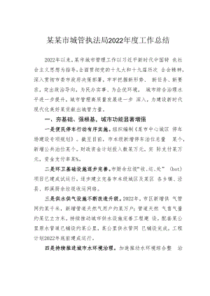 某某市城管执法局2022年度工作总结.docx