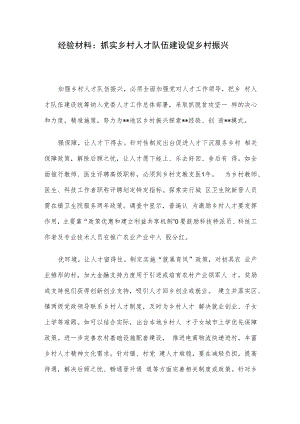 经验材料：抓实乡村人才队伍建设促乡村振兴.docx