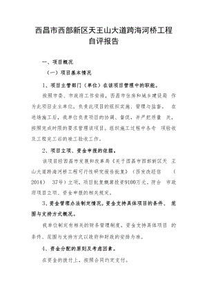 西昌市西部新区天王山大道跨海河桥工程自评报告.docx