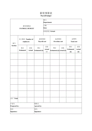 薪资预算表.docx