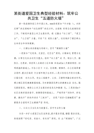某街道爱国卫生典型经验材料：筑牢公共卫生“五道防火墙”.docx