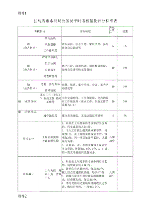 驻马店市水利局公务员平时考核量化评分标准表.docx