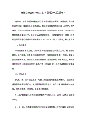 母婴安全省份行动方案（2022—2025年）.docx