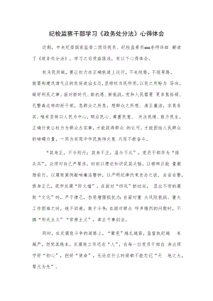 纪检监察干部学习《政务处分法》心得体会.docx