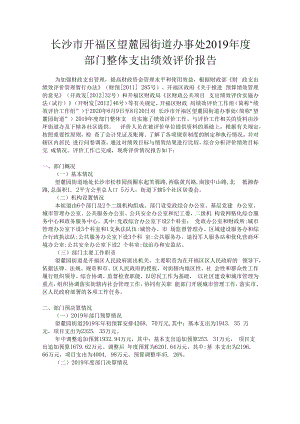 长沙市开福区望麓园街道办事处2019年度部门整体支出绩效评价报告.docx