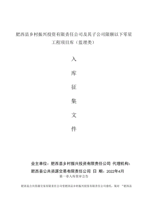 肥西县乡村振兴投资有限责任公司及其子公司限额以下零星工程项目库监理类.docx