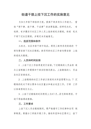 街道干部上挂下沉工作的实施意见.docx