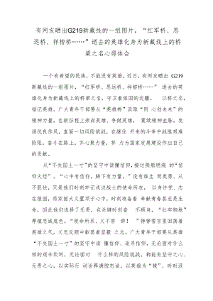 有网友晒出G219新藏线的一组图片“红军桥、思远桥、祥榕桥……”逝去的英雄化身为新藏线上的桥梁之名心得体会.docx