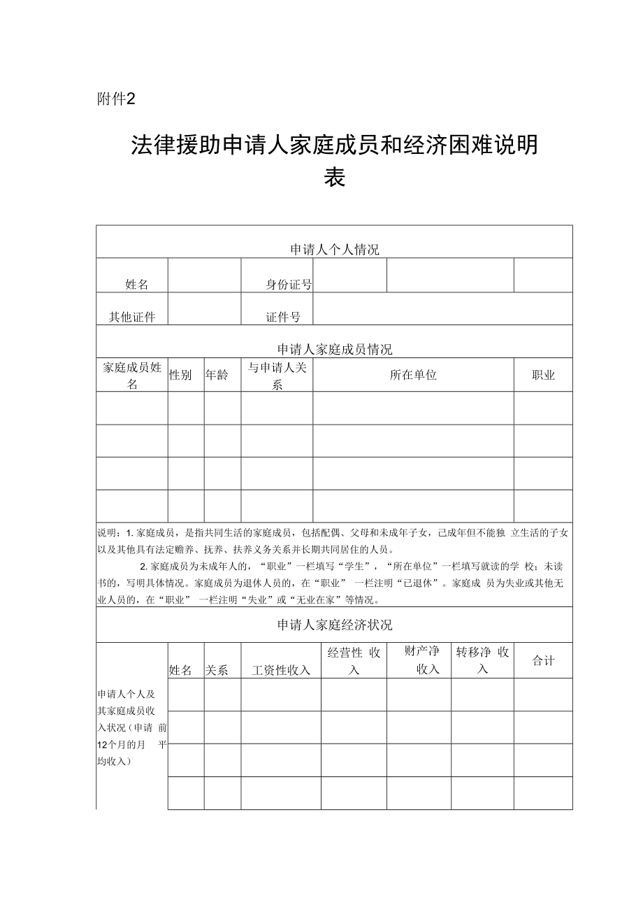 法律援助申请人家庭成员和经济困难说明表.docx_第1页