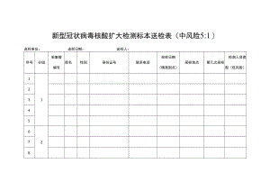 新型冠状病毒核酸扩大检测标本送检表（中风险5：1）.docx