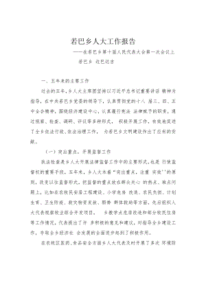 若巴乡人大工作总结.docx