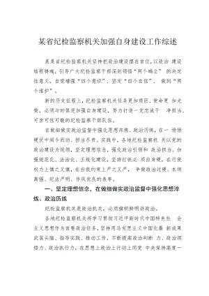某省纪检监察机关加强自身建设工作综述.docx