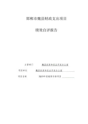 邯郸市魏县财政支出项目绩效自评报告.docx