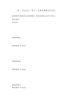 表一 毕业论文（设计）过程检查情况记录表.docx