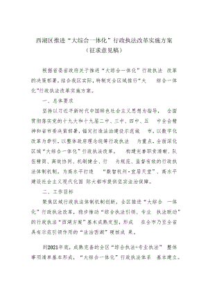 西湖区推进“大综合一体化”行政执法改革实施方案.docx