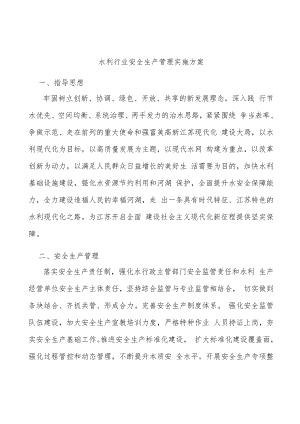 水利行业安全生产管理实施方案.docx
