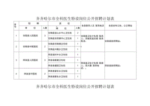齐齐哈尔市全科医生特设岗位公开招聘计划表.docx