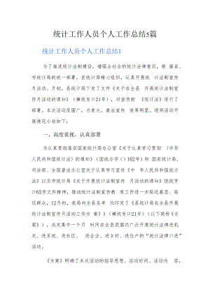 统计工作人员个人工作总结5篇.docx