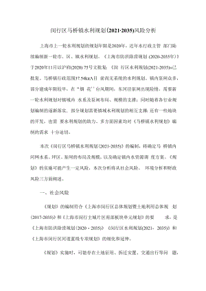 闵行区马桥镇水利规划2021-2035风险分析.docx